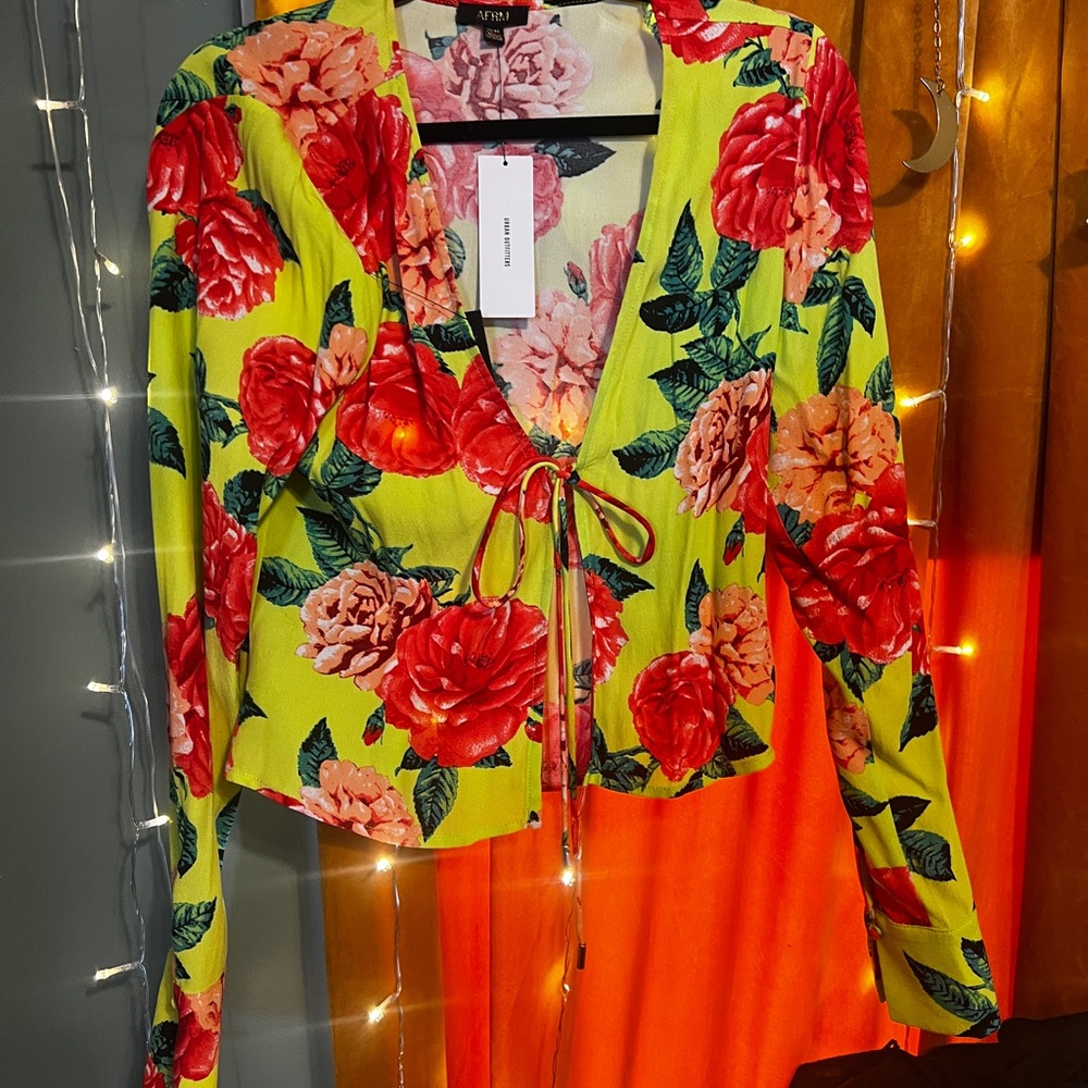AFRM Floral Tie-Front Blouse